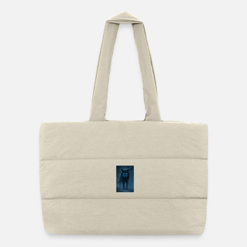 Blue-eyed wolf in a snowstorm - Puffer Shopping Bag - natural