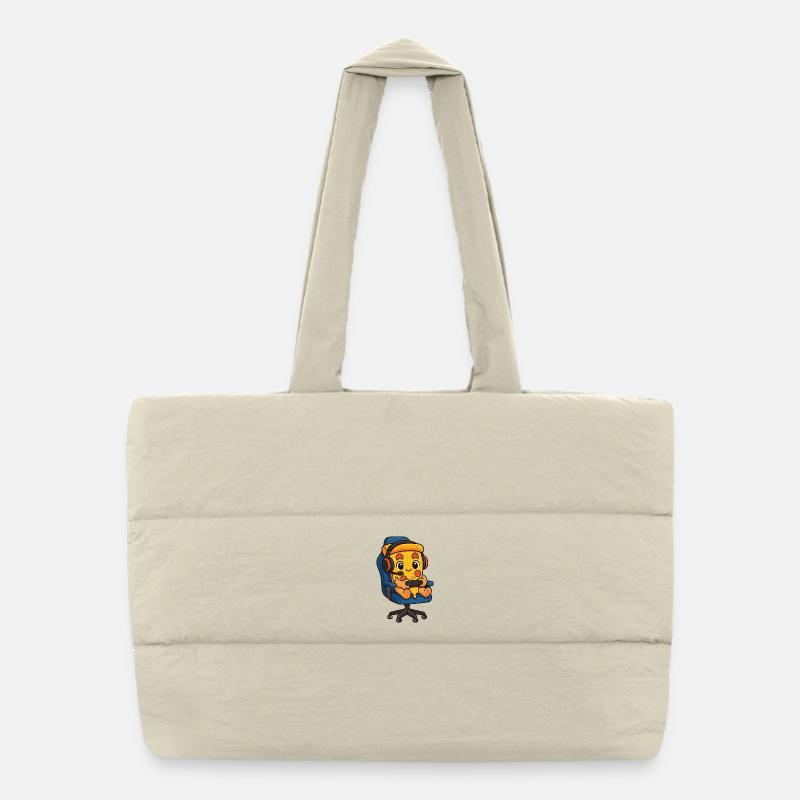 Gamer Pizza Controller Food Meme Pizza Lover Puffer Shopping Bag