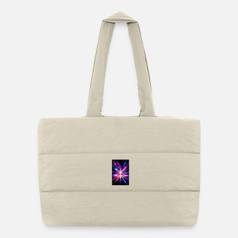 Neon Rays Explosion Puffer Shopping Bag