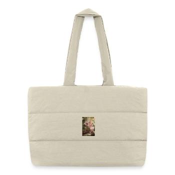 Stégosaure rose dans la Forêt des Braises - Sac shopping matelassé - blanc naturel - Devant