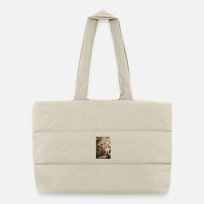 Rosa Stegosaurus im Ember Forest Puffer-Einkaufstasche