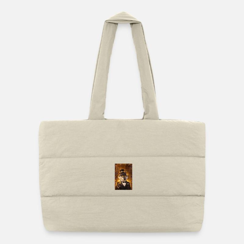 Eleganter Wolf am Abend Puffer-Einkaufstasche