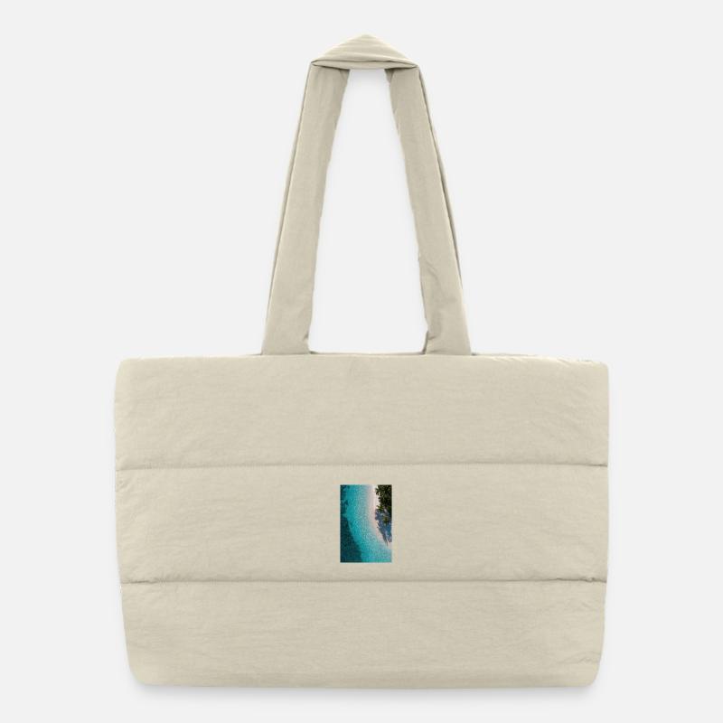 Palmiers de marée turquoise Sac shopping matelassé