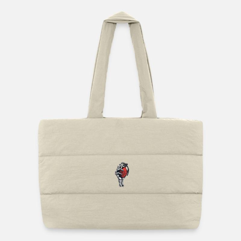 Skeletal grenade in hand Puffer Shopping Bag