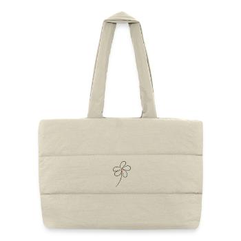 FLEUR. ANNIVERSAIRE. HAPPY BIRTHDAY. JOYEUX ANNIV - Sac shopping matelassé - blanc naturel - Devant