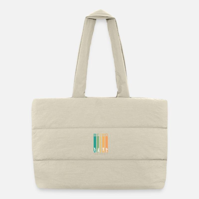 Retro Bars and Silhouettes Nostalgia Puffer Shopping Bag