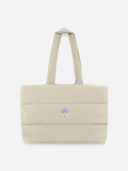 Lavendel Sträußchen - Gesteppte Shopping Bag - Naturweiß