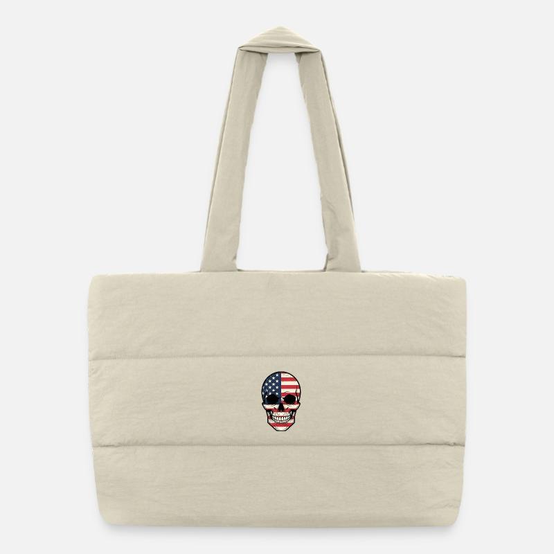 Powerful Skull Skull USA Biker Freedom Puffer Shopping Bag