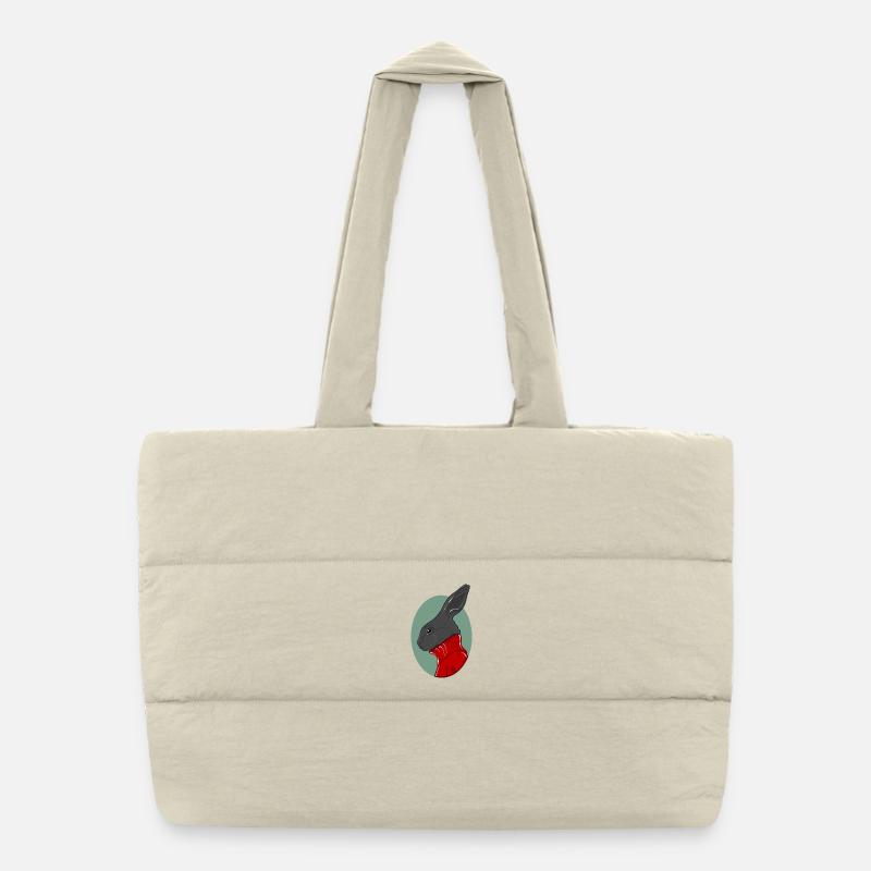 Lapin avec un pull rouge Sac shopping matelassé