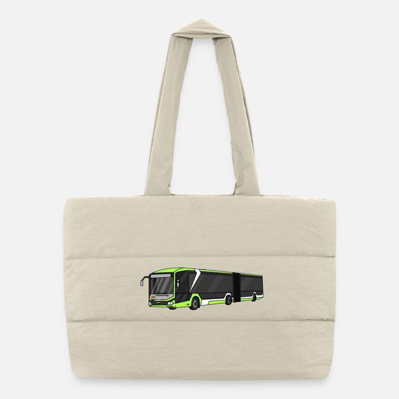 Bus, Schulbus, Busfahrer - Puffer-Einkaufstasche - Naturweiß
