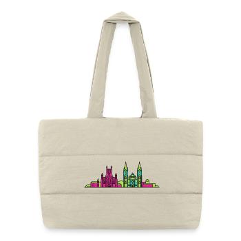Paisley City Skyline Abbey Moderne Linienkunst - Puffer-Einkaufstasche - Naturweiß - Vorne