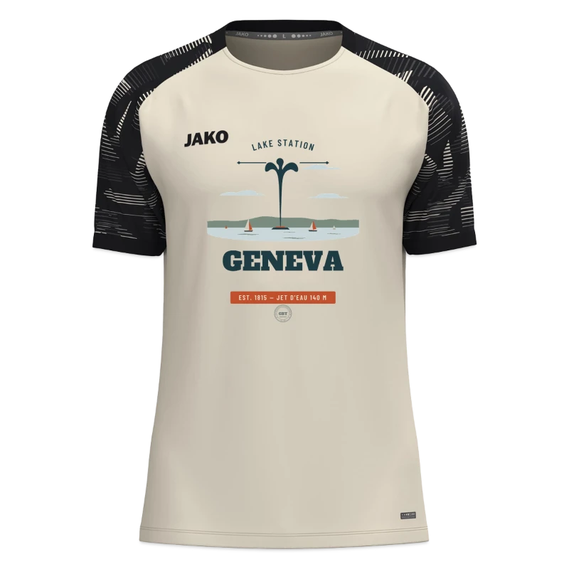 Geneva badge on a jako t-shirt sonic