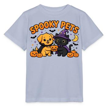 🎃 Gruselige Haustiere – Halloween-Katze und -Hund - Stanley/Stella Kinder T-Shirt MINI CREATOR  - Lavendel-Violett - Vorne - Braiden (125cm)