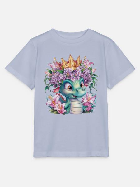 Drache mit Krone und farbenfrohen Blumen - Stanley/Stella Kinder T-Shirt MINI CREATOR - Lavendel-Violett