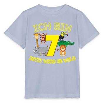 7. Geburtstag 7 Jahre Kind Affe Löwe Zoo Geschenk - Stanley/Stella Kinder T-Shirt MINI CREATOR  - Lavendel-Violett - Vorne - Braiden (125cm)