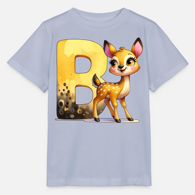 Alphabet animaux - Lettre B comme biche - Dessin - T-shirt bio MINI CREATOR Stanley/Stella Enfant - lavande-violet