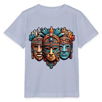 Kunstvolle geschnitzte Azteken, Maya, Inka Masken - Stanley/Stella Kinder T-Shirt MINI CREATOR  - Lavendel-Violett - Vorne - Braiden (125cm)