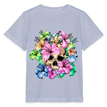 Schädel umgeben von Lilien Skull and flowers - Stanley/Stella Kinder T-Shirt MINI CREATOR  - Lavendel-Violett - Vorne - Braiden (125cm)