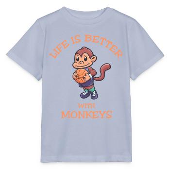 Life Is Better With Basketball Monkeys - Stanley/Stella Kinder T-Shirt MINI CREATOR  - Lavendel-Violett - Vorne - Braiden (125cm)