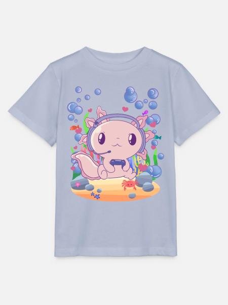 Axolotl zockt unter Wasser - Stanley/Stella Kinder T-Shirt MINI CREATOR  - Lavendel-Violett