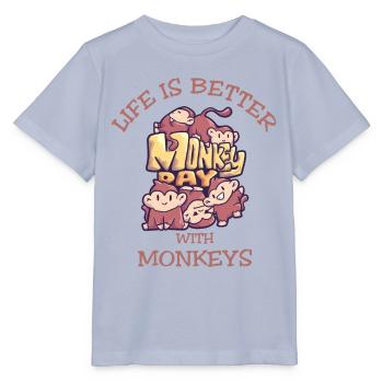Affenspruch Life Is Better With Monkeys - Stanley/Stella Kinder T-Shirt MINI CREATOR  - Lavendel-Violett - Vorne - Braiden (125cm)
