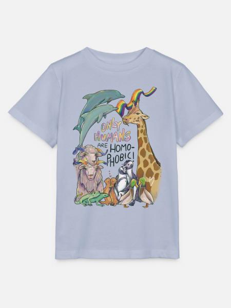 "Only Humans are homophobic" Pride Tiere - Stanley/Stella Kinder T-Shirt MINI CREATOR - Lavendel-Violett