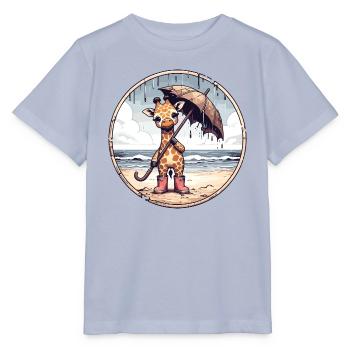 Giraffe in rubber boots with umbrella on the beach - Stanley/Stella MINI CREATOR Kids’ T-Shirt - lavender-violet - Front - Braiden (125cm)