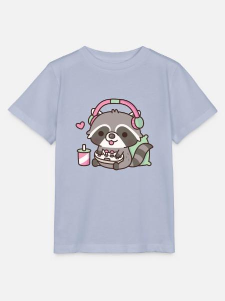 Niedlicher Gamer-Waschbär liebt es, Videospiele zu spielen - Stanley/Stella Kinder T-Shirt MINI CREATOR - Lavendel-Violett
