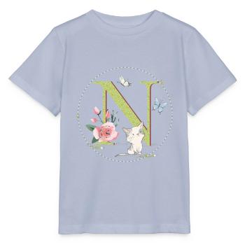 Anfangsbuchstabe N mit Katze - Stanley/Stella Kinder T-Shirt MINI CREATOR  - Lavendel-Violett - Vorne - Braiden (125cm)