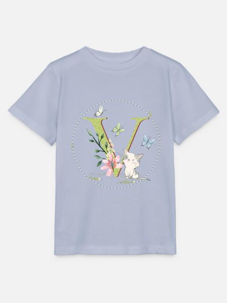 Anfangsbuchstabe V mit Katze - Stanley/Stella Kinder T-Shirt MINI CREATOR - Lavendel-Violett