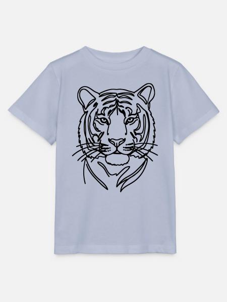 Tiger Single Line Art - Stanley/Stella Kinder T-Shirt MINI CREATOR - Lavendel-Violett