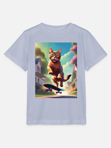 Katze Skateboaring - Stanley/Stella Kinder T-Shirt MINI CREATOR  - Lavendel-Violett