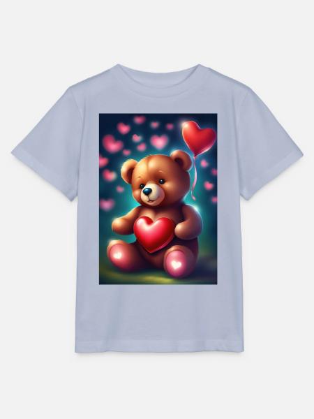 Herzballons und Teddybär - Stanley/Stella Kinder T-Shirt MINI CREATOR - Lavendel-Violett