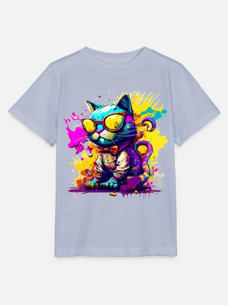 Katze im Graffiti Stil - Stanley/Stella Kinder T-Shirt MINI CREATOR  - Lavendel-Violett
