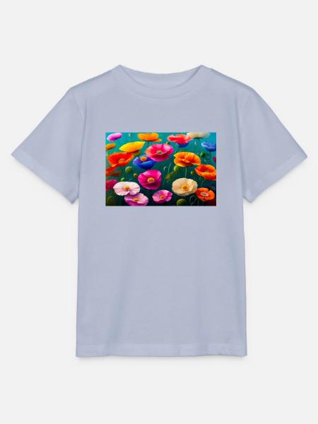 Mohnblumen, digitale Malerei - Stanley/Stella Kinder T-Shirt MINI CREATOR - Lavendel-Violett
