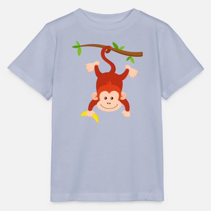 Affe mit Banane hängt kopfüber an Ast Affen Design - Stanley/Stella Kinder T-Shirt MINI CREATOR  - Lavendel-Violett