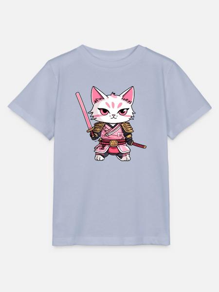 Samurai Katze & Kirschblüten #9 - Stanley/Stella Kinder T-Shirt MINI CREATOR - Lavendel-Violett