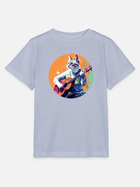 Katze spielt Gitarre - Stanley/Stella Kinder T-Shirt MINI CREATOR - Lavendel-Violett