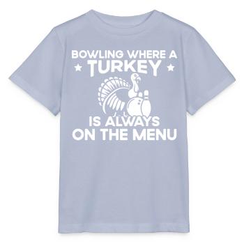 Turkey is always on the menu - Bowling - Stanley/Stella MINI CREATOR Kids’ T-Shirt - lavender-violet - Front - Braiden (125cm)