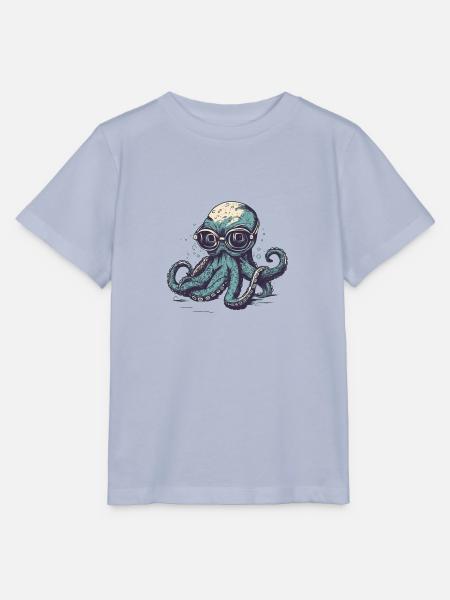 Nerdy Comic Oktopus mit Brille - Stanley/Stella Kinder T-Shirt MINI CREATOR - Lavendel-Violett