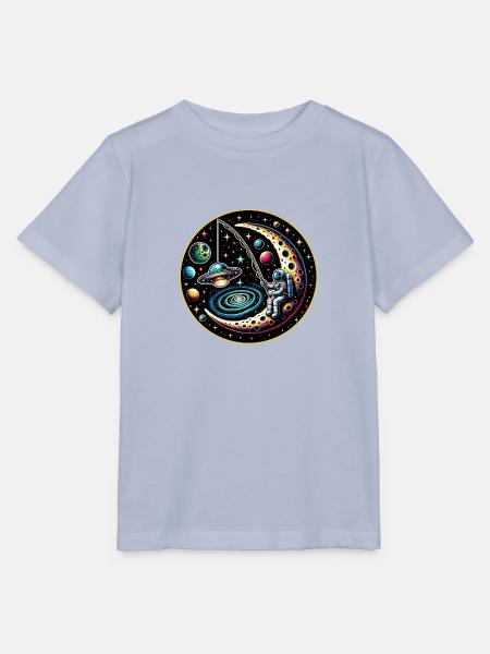 Astronaut sitzt auf Mond und angelt ein UFO - Stanley/Stella Kinder T-Shirt MINI CREATOR - Lavendel-Violett
