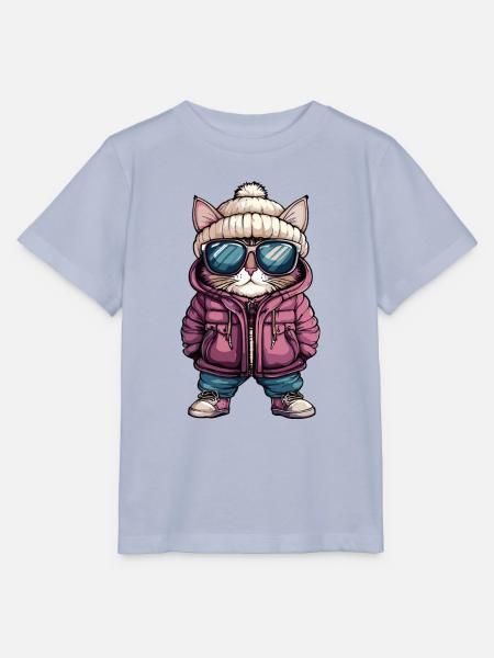 Katze Winter - Stanley/Stella Kinder T-Shirt MINI CREATOR - Lavendel-Violett
