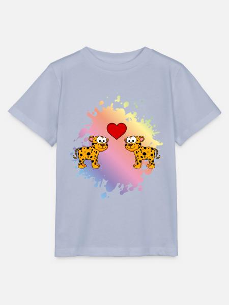 Leopard Comic Paar Liebe - Stanley/Stella Kinder T-Shirt MINI CREATOR - Lavendel-Violett