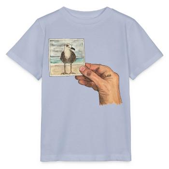 Hand mit Foto einer Möwe - Stanley/Stella Kinder T-Shirt MINI CREATOR  - Lavendel-Violett - Vorne - Braiden (125cm)