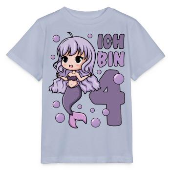 4. Geburtstag Mädchen süße Meerjungfrau Ich bin 4 - Stanley/Stella Kinder T-Shirt MINI CREATOR  - Lavendel-Violett - Vorne - Braiden (125cm)