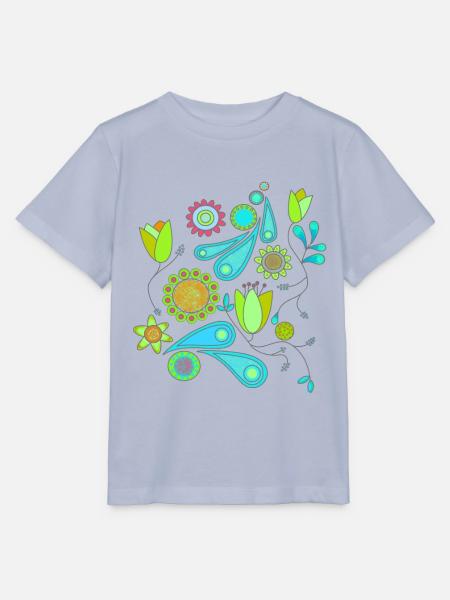Blumenmuster - Stanley/Stella Kinder T-Shirt MINI CREATOR  - Lavendel-Violett