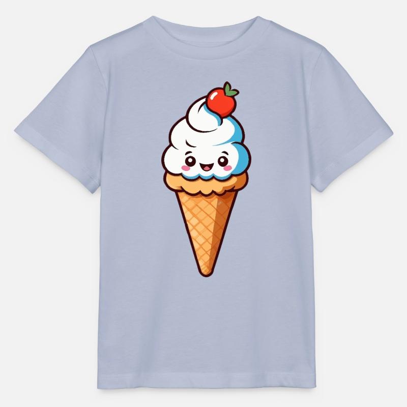 Cône crème Eis de dessin animé mignon avec un visage souriant - T-shirt bio MINI CREATOR Stanley/Stella Enfant - lavande-violet