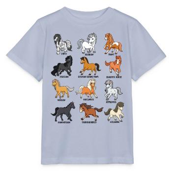 Cartoon Kawaii Horses - Horse Motif - Stanley/Stella MINI CREATOR Kids’ T-Shirt - lavender-violet - Front - Braiden (125cm)