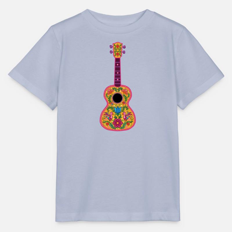 Ukulélé peint avec des broderies mexicaines colorées - T-shirt bio MINI CREATOR Stanley/Stella Enfant - lavande-violet