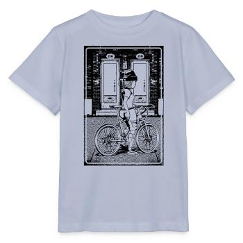 Bike-Abenteuer am Backsteinhaus auf zwei Rädern. - Stanley/Stella Kinder T-Shirt MINI CREATOR  - Lavendel-Violett - Vorne - Braiden (125cm)